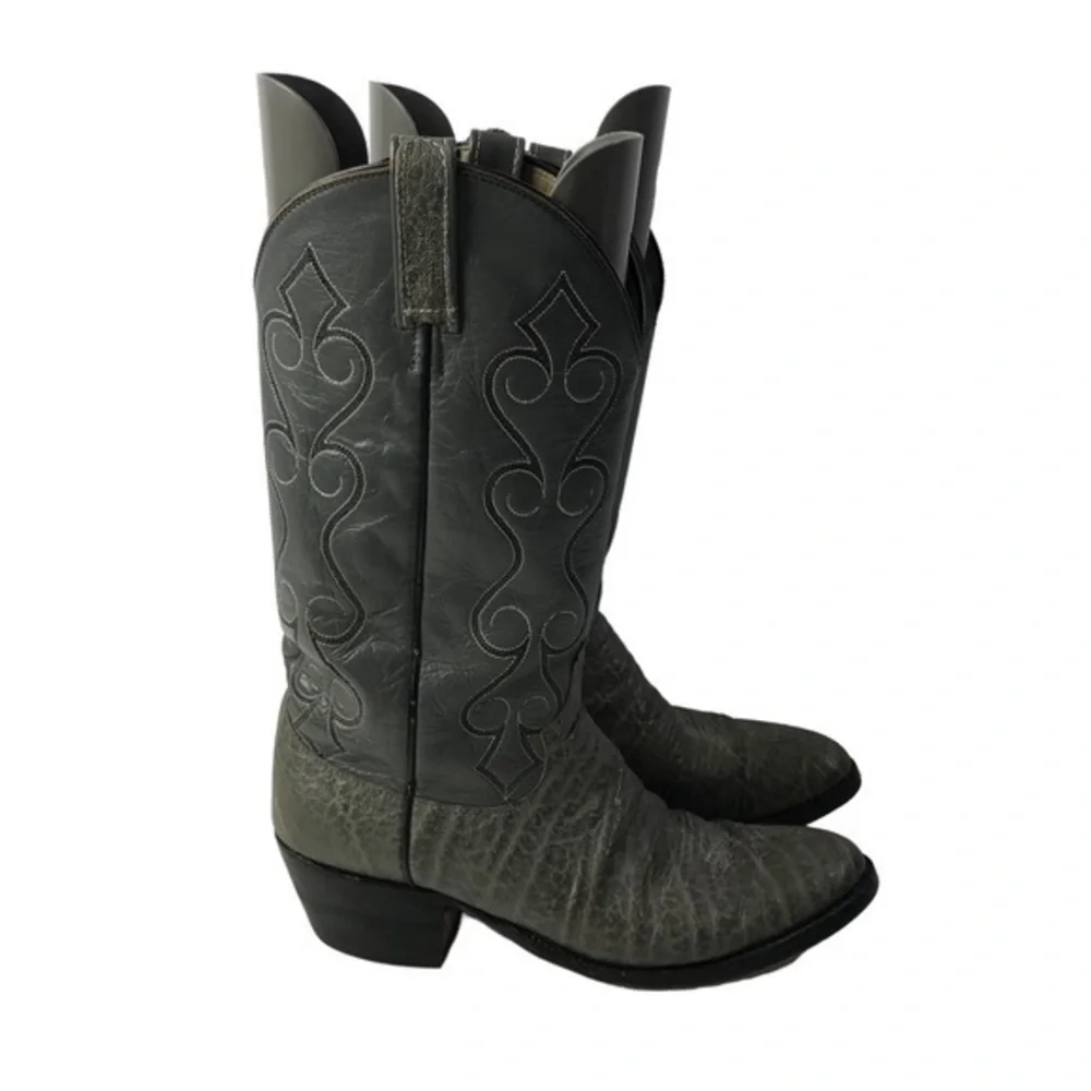 Dan Post 6297091 El Paso Grey Leather Men’s Cowboy Boots size 8.5 D